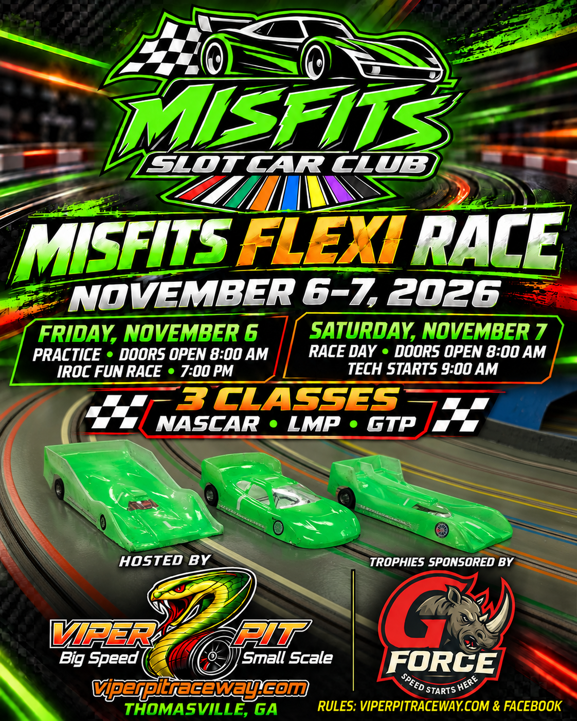 Misfits Flexi Race at Viper Pit Raceway, November 6 and 7, 2026